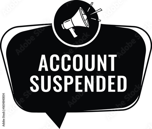 Urgent announcement account suspended with megaphone alert