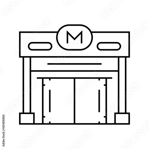 subway entrance urbanization line icon vector illustration