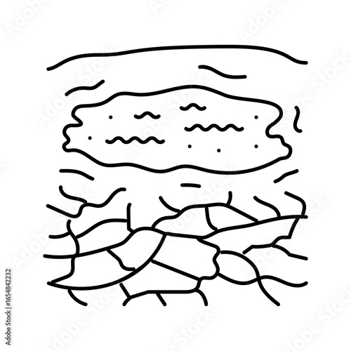 dried landscape dirty water source line icon vector illustration