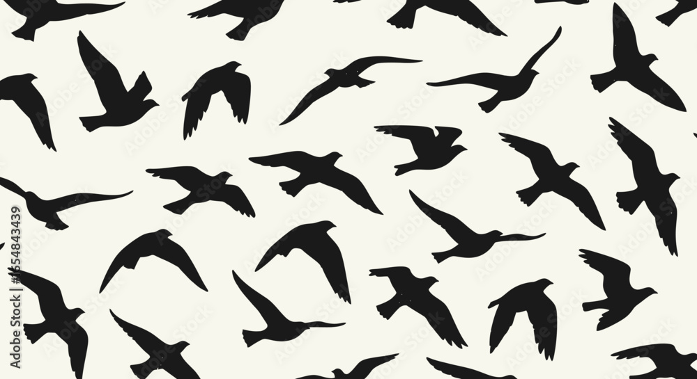 Silhouetted Birds in Flight, a Repeating Pattern of Freedom.