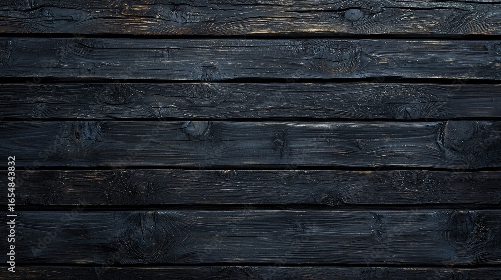 Obraz premium Dark Wood Planks Horizontal Composition, Charred Texture