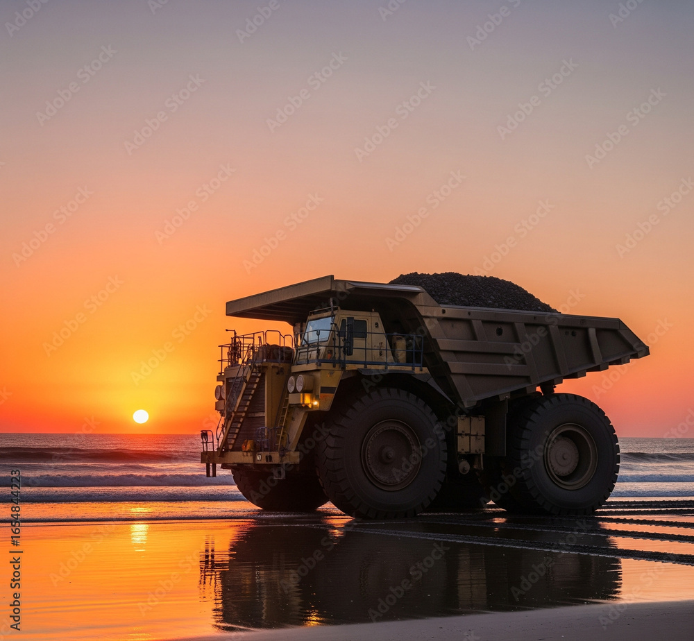 Fototapeta premium truck at sunset