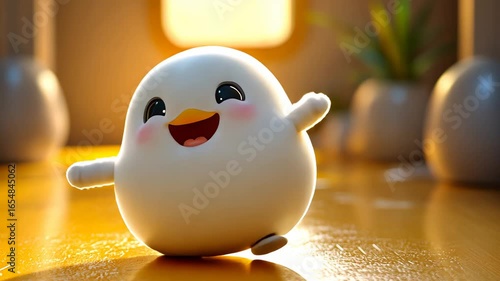Playful Fluffy Cartoon Character Dancing in Colorful Stop Motion Animation