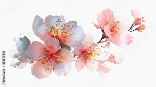 Floral water color paint on white background