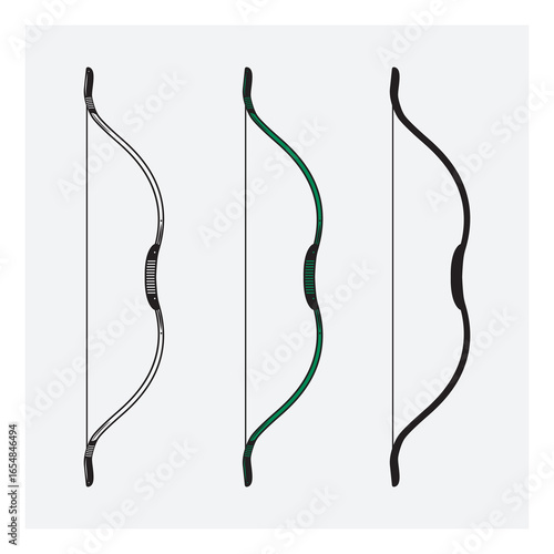 Vector Illustration of Traditional Archery Bow in Minimalist Style vintage silhouette