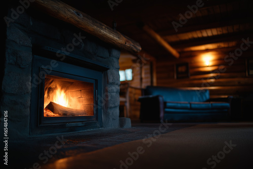 Rustic Living Room Featuring Warm Fire
