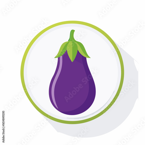 Purple Eggplant On Plate Illustration