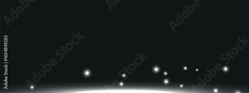 a dark background with a gradient that goes from black at the top to white at the bottom, with scattered small white dots that look like stars or snowflakes on the bottom.