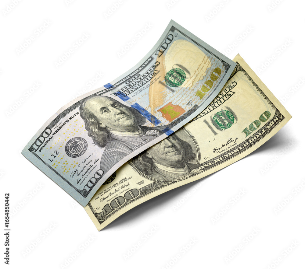 Two Hundred Dollar Bills on Transparent Background Two Hundred Dollar Bills on Transparent Background