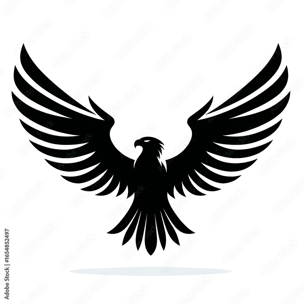 Obraz premium Flying Eagle Silhouette – Black Bird Vector Illustration