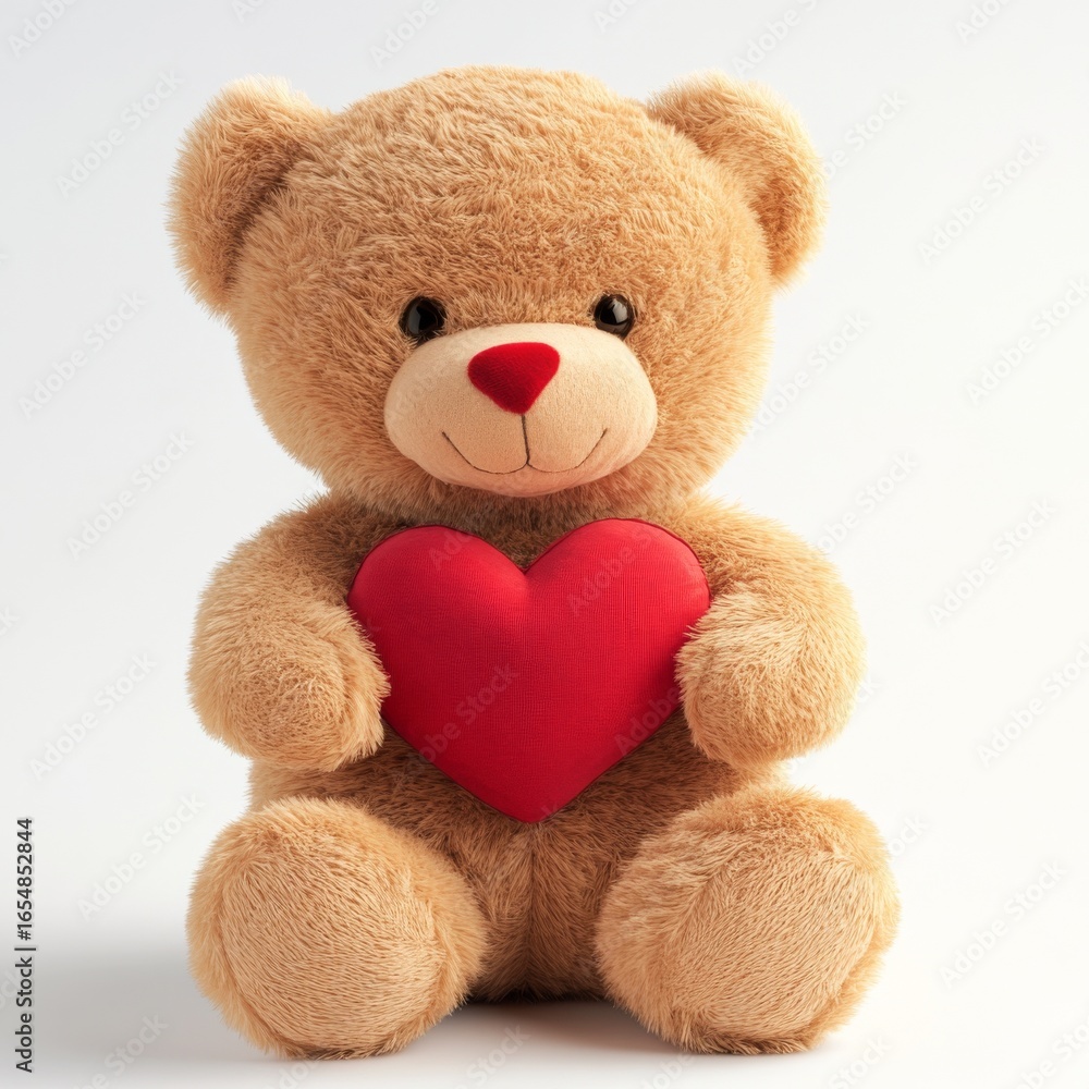 Obraz premium Teddy Bear with Red Heart Valentine's Day Concept