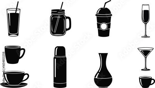 Stylish drinkware collection for cafes, bars, and elegant lifestyle themes