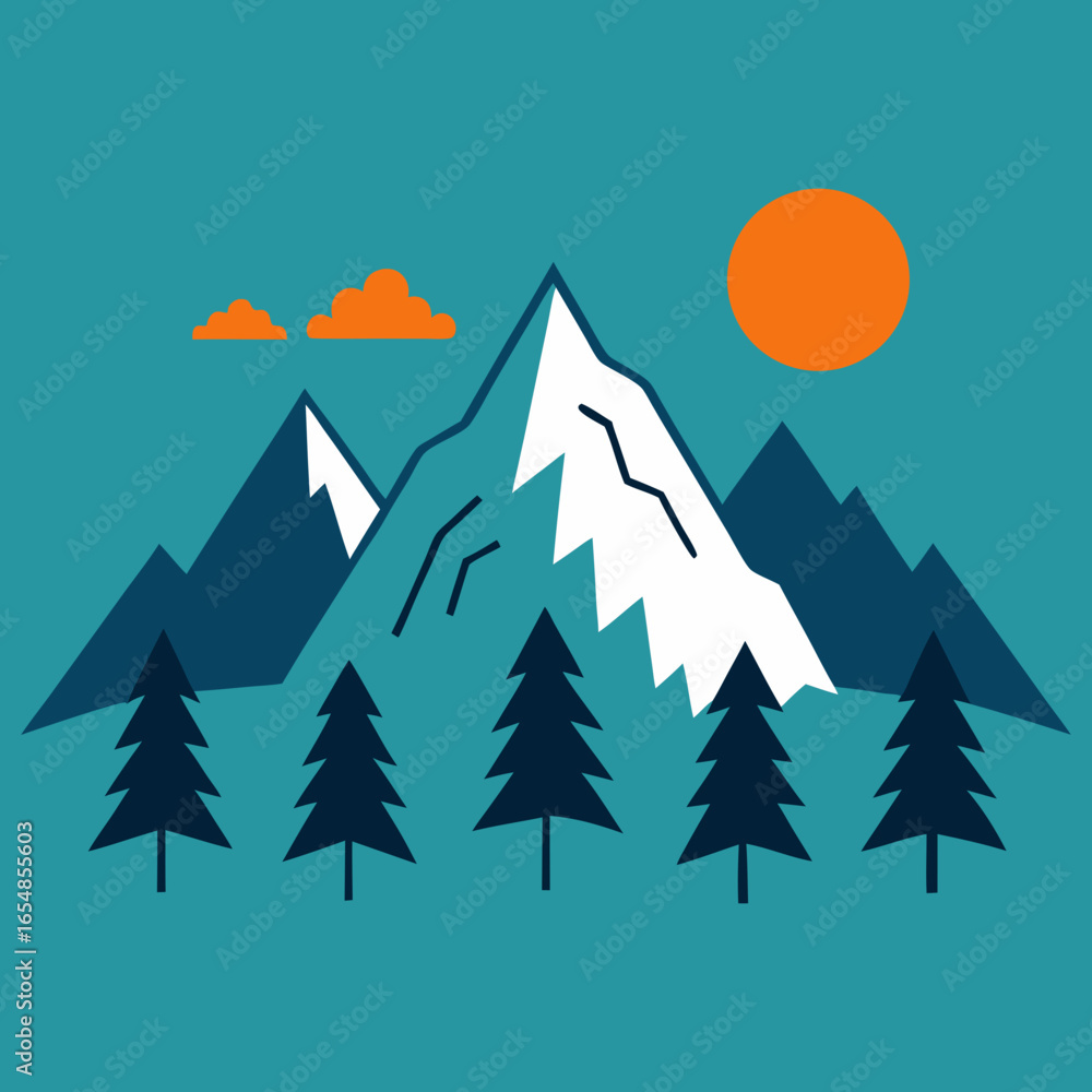 Obraz premium vector illustration of a winter landscape