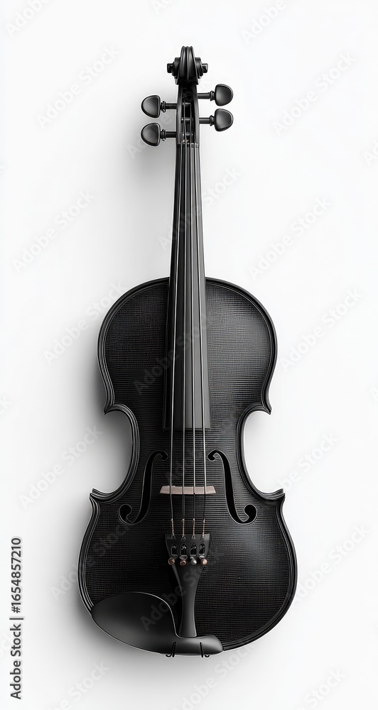 Naklejka premium Black Violin on White Background