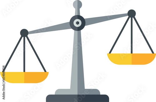 A classic balancing scale with two golden pans tilted to show imbalance against a clean white background