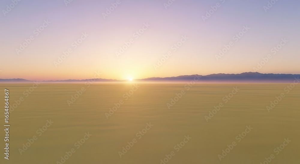 Fototapeta premium Vast Desert Horizon Sunset Mountains Gradient Sky Background Design