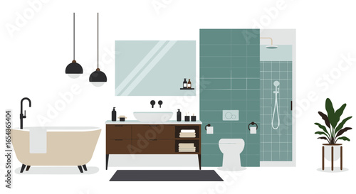 Modern bathroom design with minimalist decor and stylish fixtures