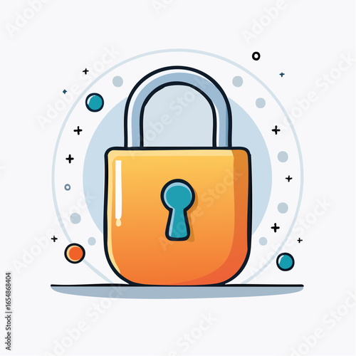 Orange Lock Illustration Graphic Design