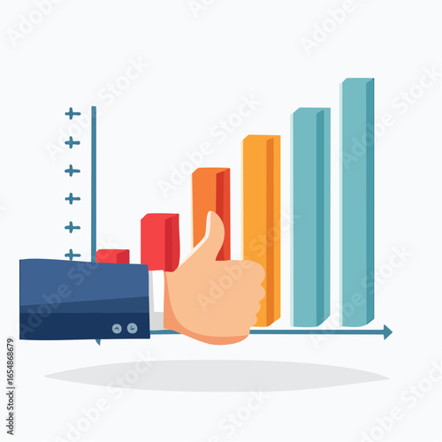 Business Hand Showing Graph Improvement