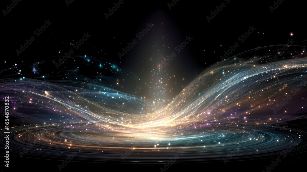 Fototapeta premium Vibrant Abstract Cosmic Background with Bright Light and Sparkles