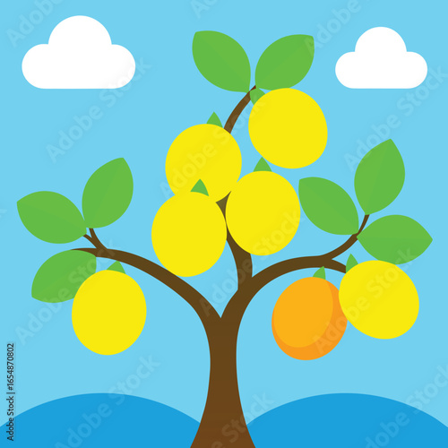 Vibrant lemon tree with ripe yellow fruits