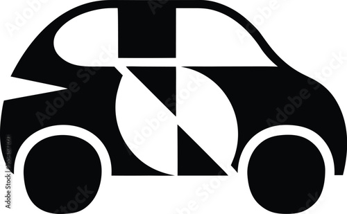 Modern electric car logo with lightning bolt