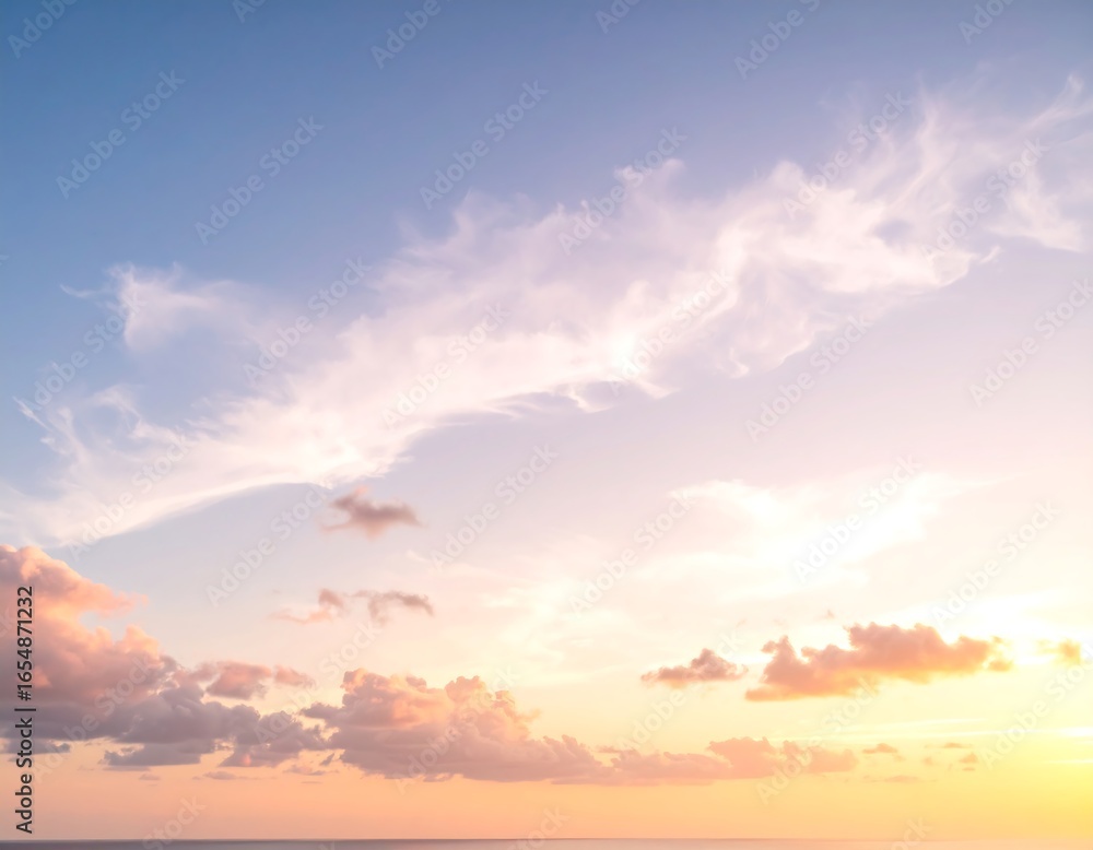 Fototapeta premium Soft sunset clouds over ocean