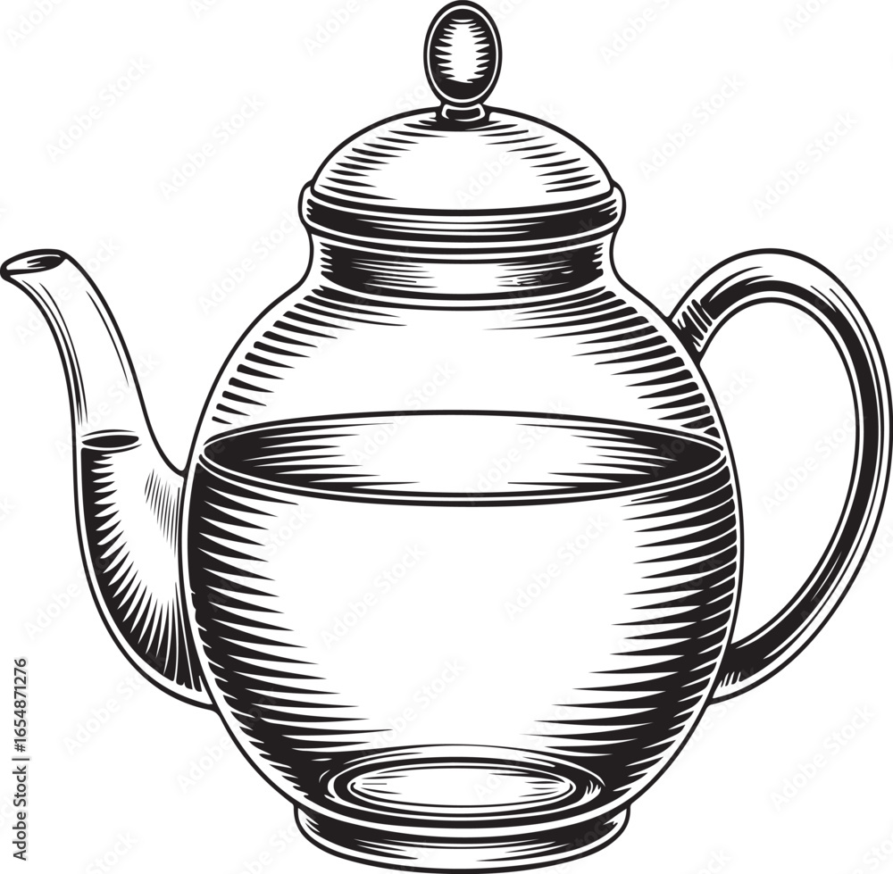 Obraz premium Artistic Glass Teapot Illustration – Classic Tea Brewing Vessel Drawing