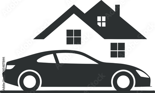 Modern car silhouette integrated with house roofline