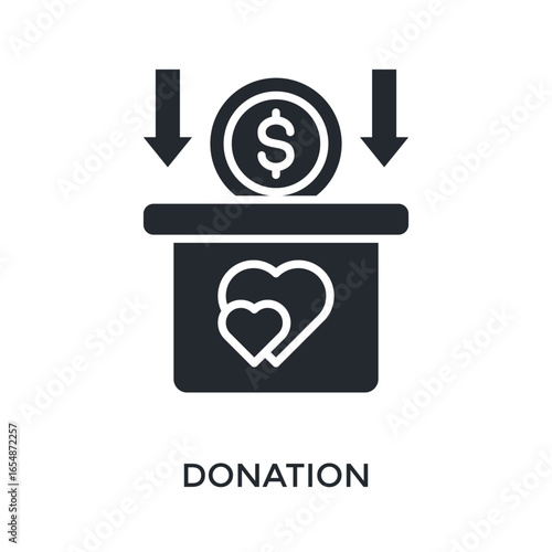 Donation Icon Glyph Style. Vector Illustration For Graphic Design