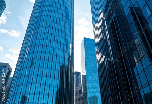 Wallpaper Mural Sleek glass skyscraper, vertical lines, city backdrop,  concrete,  window Torontodigital.ca