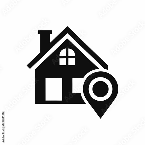 Real Estate House Location Pin Vector Icon for Property Branding.