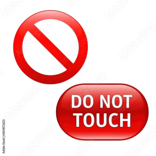 Free Download Red prohibition symbol and do not touch sign isolated on white background - GFXLoad