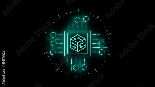 Wallpaper Mural Futuristic WIFI network CPU core setting graphic digitization technology concept icon, cyber circuit innovation animation neon abstract interface video Torontodigital.ca