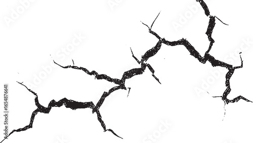 crack in the ground. Isolated concrete crack texture with small cracks on transparent background
