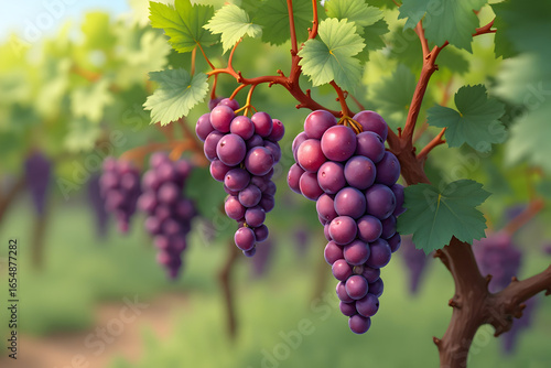 Wallpaper Mural Harvesting Ripe Red Grapes on the Vine in a Lush Vineyard Torontodigital.ca