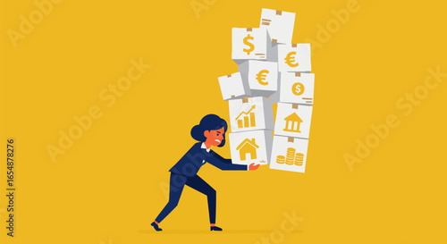 Woman Carrying Stack of Money