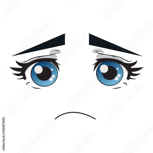 Expressive cartoon eyes conveying sadness and worry, perfect for emotional storytelling