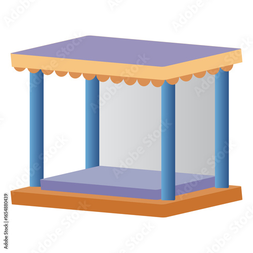 Simple stage structure for events, presentations, or performances; modern, clean design.
