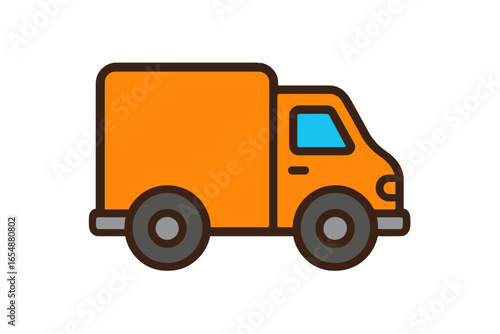 Playful Orange Cartoon Truck Icon Side View