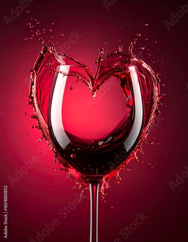 Wine glass heart splash