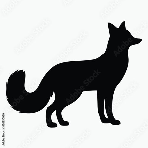 Black Fox Silhouette Vector Minimalist Animal Outline Design