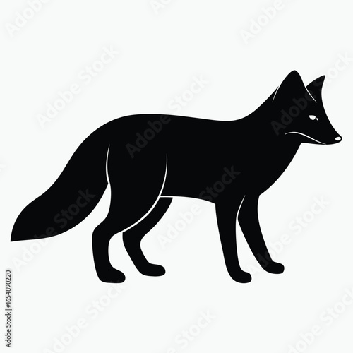 Black Fox Silhouette Vector Minimalist Animal Outline Design
