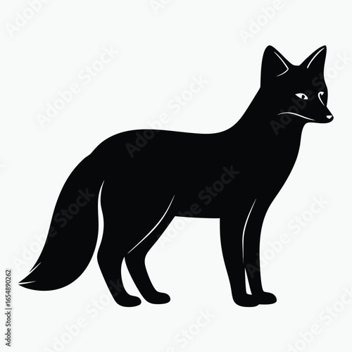 Black Fox Silhouette Vector Minimalist Animal Outline Design