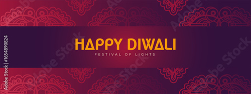 Happy Diwali decorative banner design with elegant festive elements. Bright and beautiful vector for holiday greetings and celebrations.