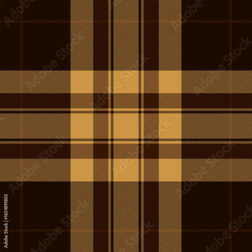 Advertising vector background check, floor seamless texture pattern. Book textile fabric tartan plaid in black and amber colors.