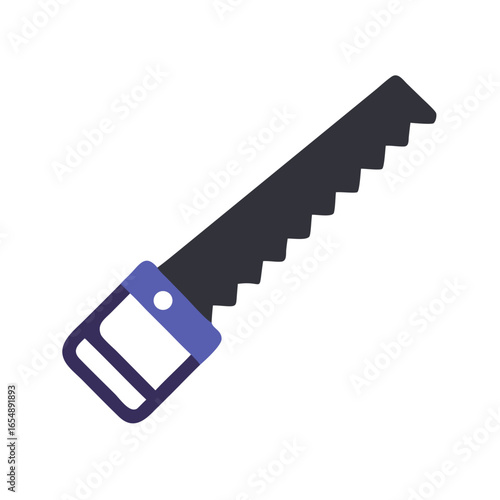 Flat design illustration of hand saw on black background