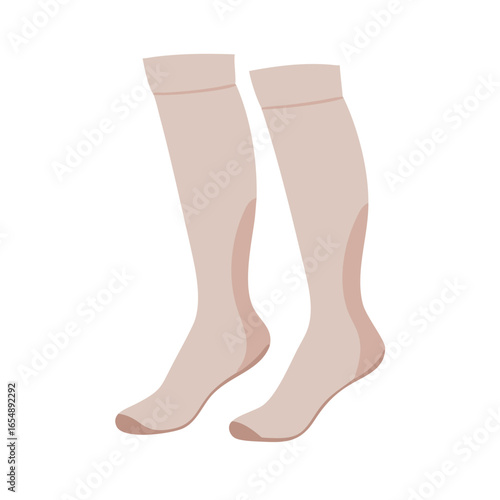 Pair of flesh-colored knee-high socks flat illustration design