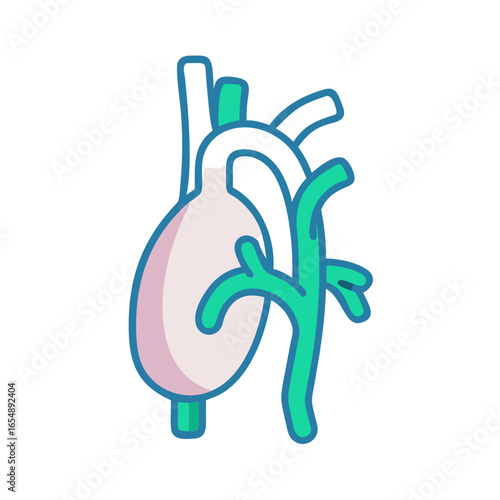Stylized human heart diagram against a plain black background