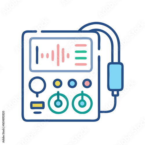 Stylized Medical Monitor Isolated on Black Background Graphic Illustration